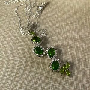 New beautiful green quartz peridot Cz’s silver pendant necklace
